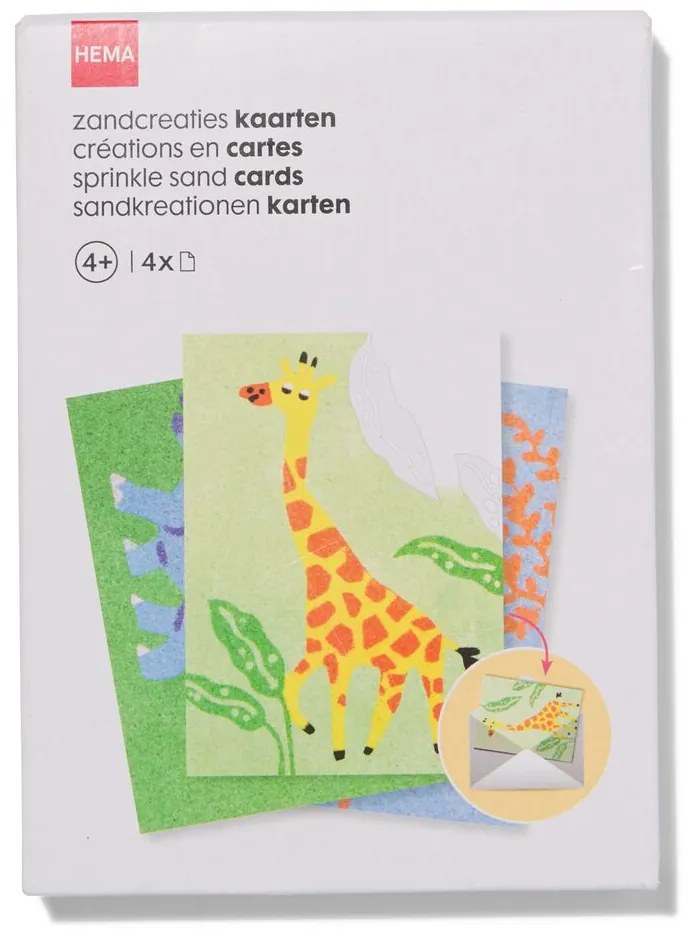HEMA Zandcreaties Kaarten Dieren - 4 Stuks