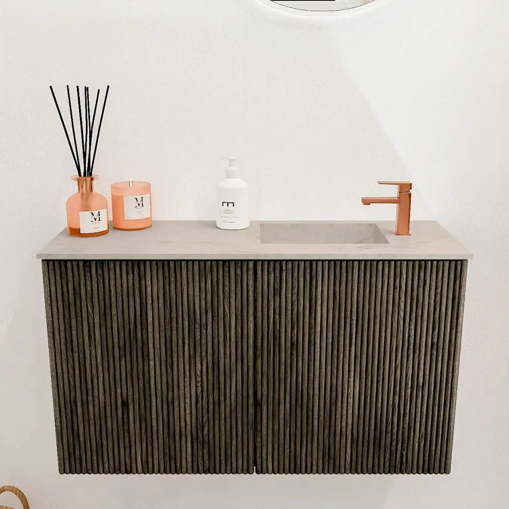 Mondiaz Joya DLux 70cm toiletmeubel shadow met wastafel faye rechts 1 kraangat opalo