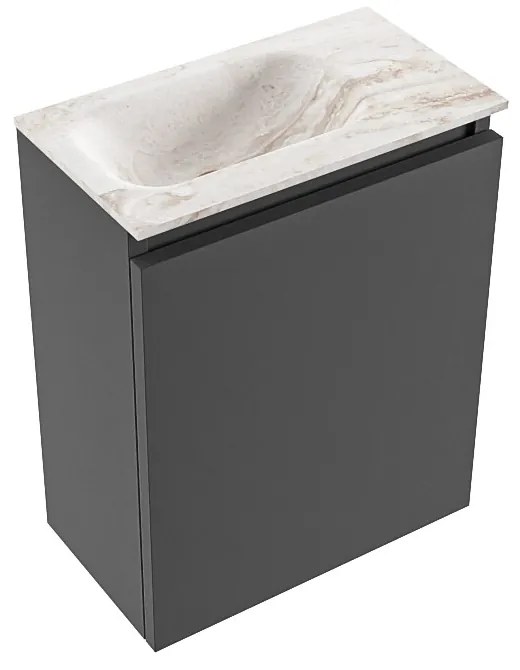 Mondiaz Ture DLux toiletmeubel 40cm dark grey met wastafel frappe links met kraangat