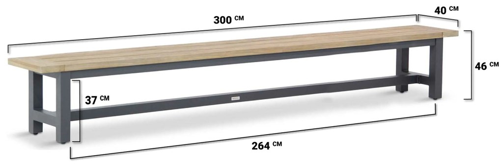 Tuinset 8 personen 300 cm Rope Grijs Lifestyle Garden Furniture Dallas/San