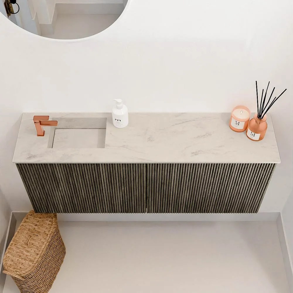 Mondiaz Joya DLux 100cm toiletmeubel shadow met wastafel faye links 1 kraangat opalo