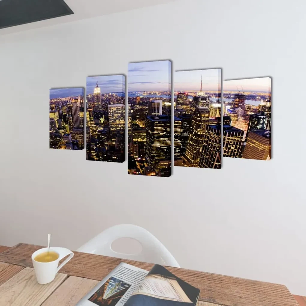 vidaXL Canvasdoeken New York in vogelperspectief 200 x 100 cm