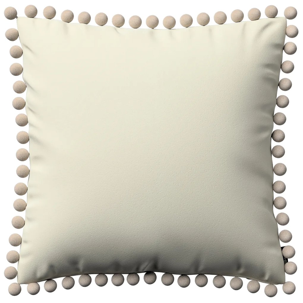 Dekoria Kussenhoes Wera met pompons, oud wit  45 x 45 cm