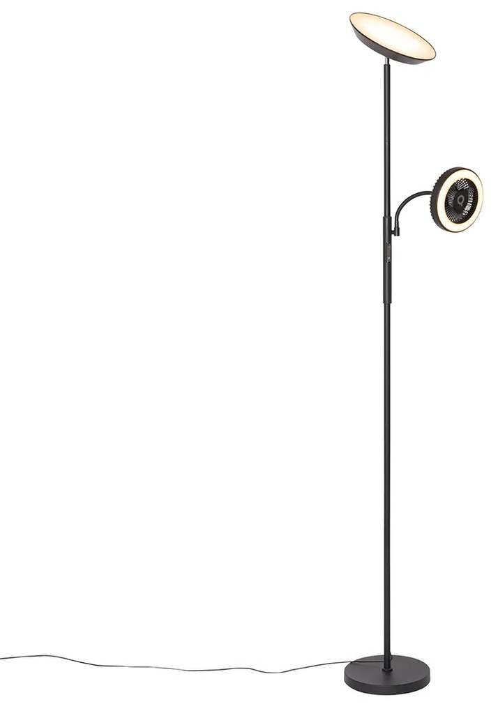 Vloerlamp met dimmer met ventilator zwart incl. LED 2700K - 4000K - Dores Modern rond Binnenverlichting Lamp