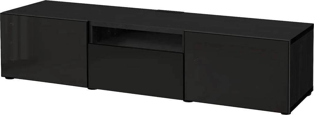 IKEA BESTÅ Tv-meubel zwartbruin/ hoogglans/zwart rookkleurig glas - lKEA