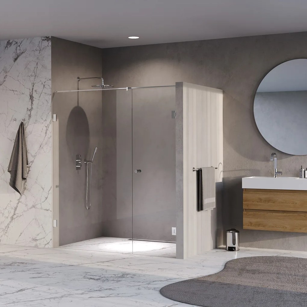 Brauer Void Carving profielloze nisdeur 170cm met draaideur 70cm aan muur chroom