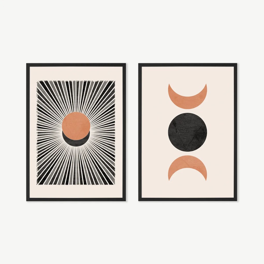 N Minet, 'Sunset Moonrise', set van 2 ingelijste prints, A2