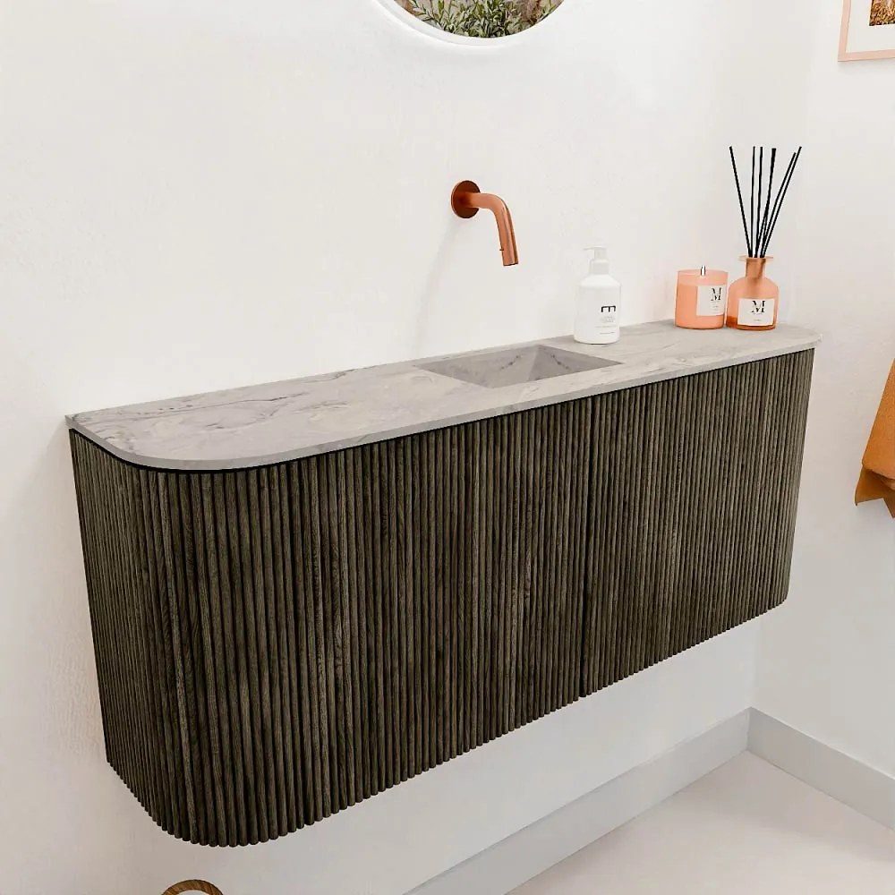 Mondiaz Joya DLux 105cm toiletmeubel ronding links/rechts shadow met wastafel faye midden zonder kraangat glace