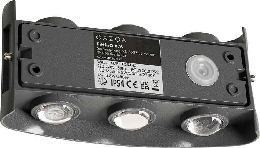 Buiten wandlamp donkergrijs incl. LED 6-lichts IP54 - Silly