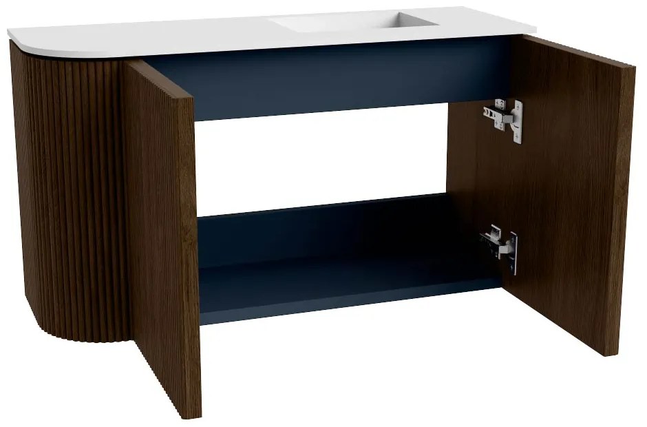 Mondiaz Joya 70cm toiletmeubel ronding links walnut met wastafel faye rechts 1 kraangat talc