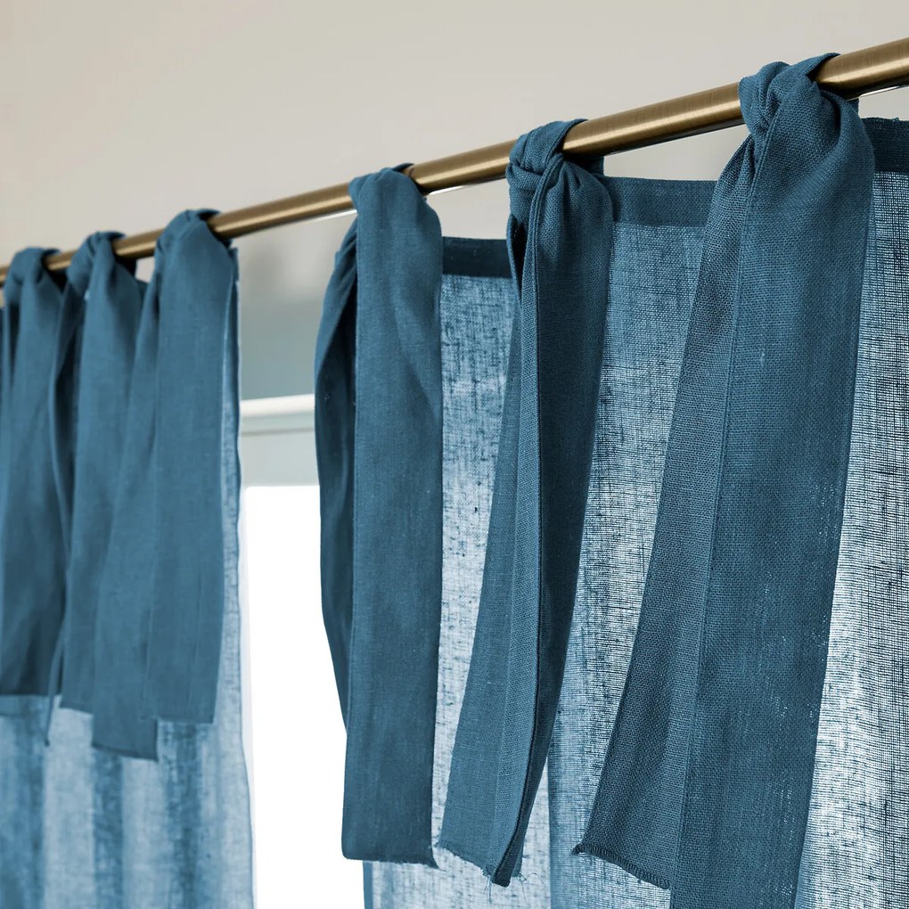 Linnen gordijn met strikken Colin