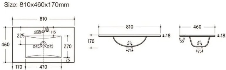 Comad Brooklin badkamermeubel 80cm met zwarte wastafel en kraangat eiken/zwart