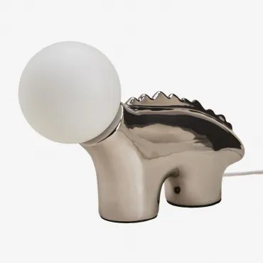 Malao Kids Keramische Tafellamp Met Glazen Bol Grijs – Chroom - Sklum