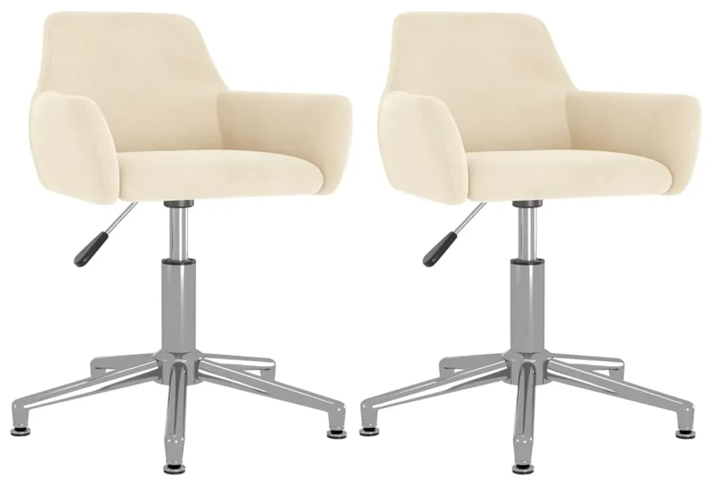 vidaXL Eetkamerstoelen draaibaar 2 st fluweel crèmekleurig