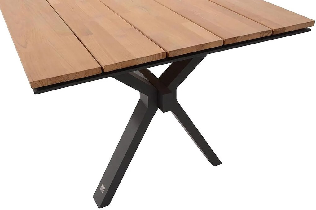 4 Seasons Outdoor aluminium Conrad tafel met teak tafelblad 220 x 95 cm  Tuintafel    houtkleur weerbestendig