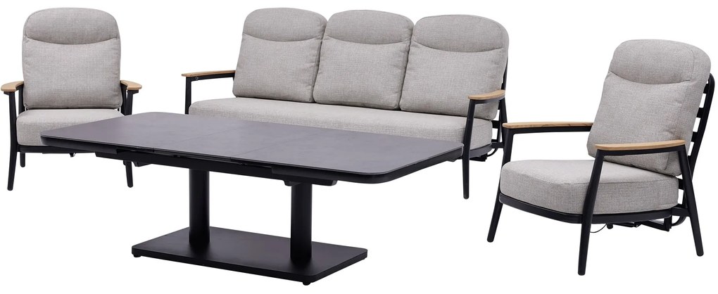 Savanna verstelbare loungeset 4 delig antraciet aluminium