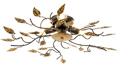 Vintage plafondlamp zwart met goud 50 cm 3-lichts - Foglie
