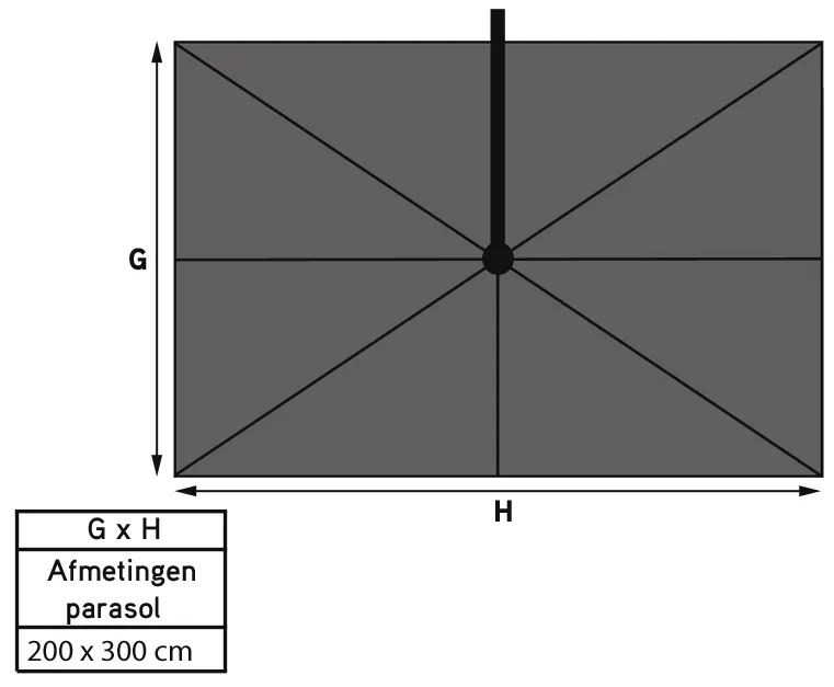 Platinum Voyager Rechthoek Zweefparasol T1 3x2 m. - Antraciet