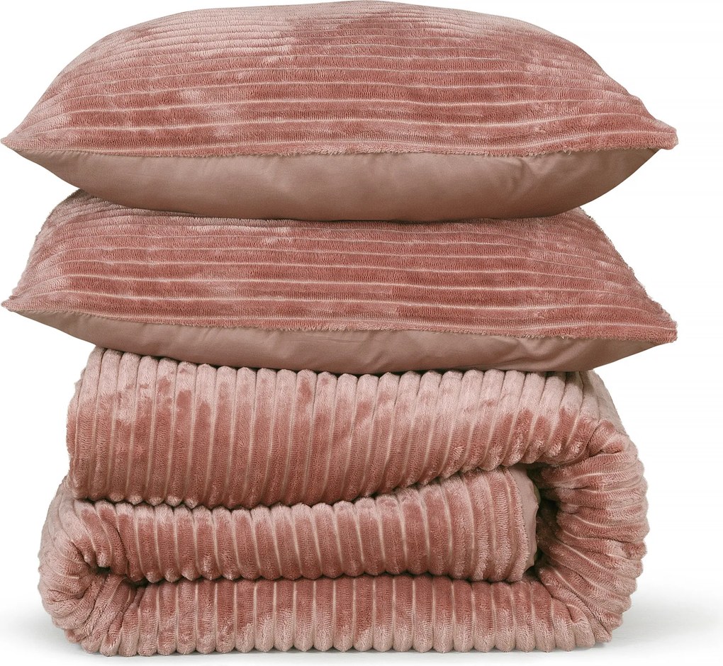 Dekbedovertrek Rib Flanel – 100% zacht materiaal – 200×220 – oud roze