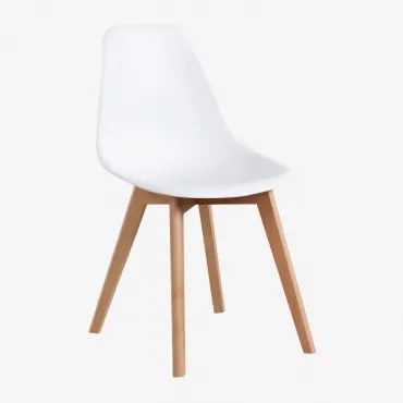 Pack Van 4 Eetkamerstoelen Van Polypropyleen En Beukenhout Scand Nordic Wit - Sklum