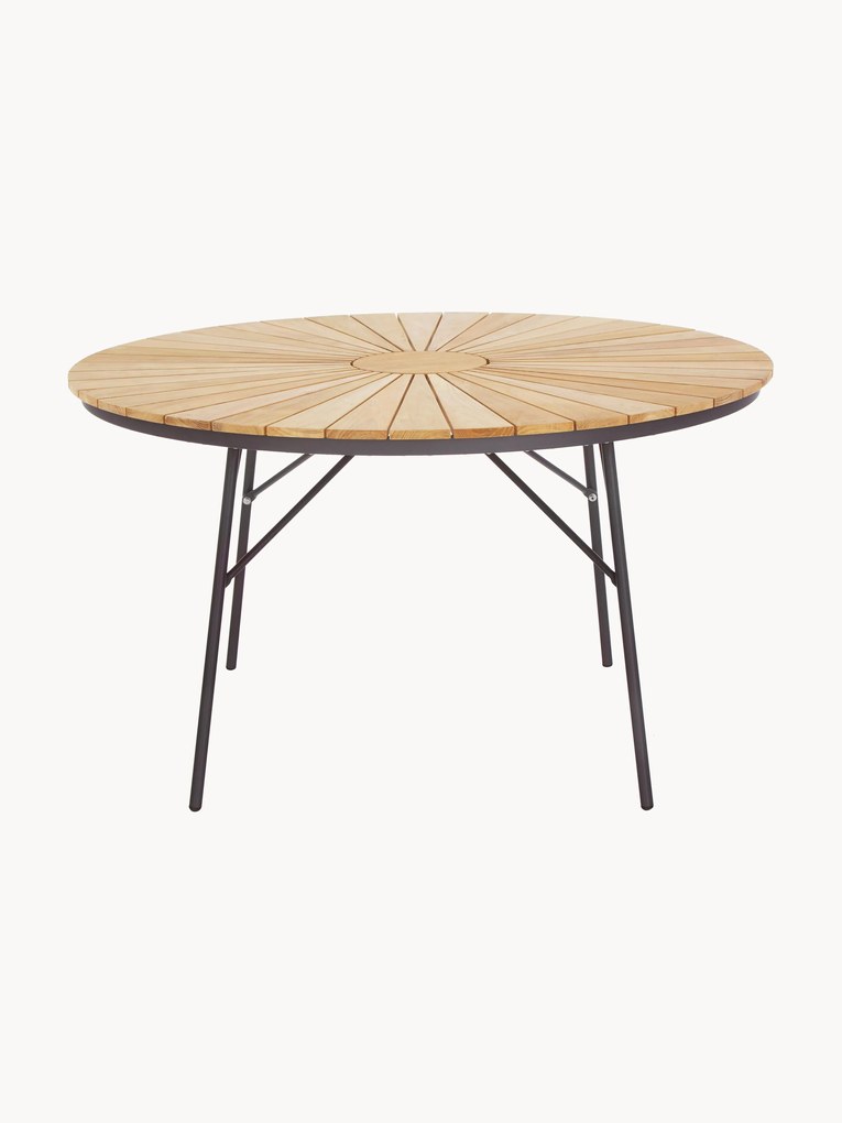 Ronde tuintafel Ellen met teakhouten tafelblad, in verschillende formaten