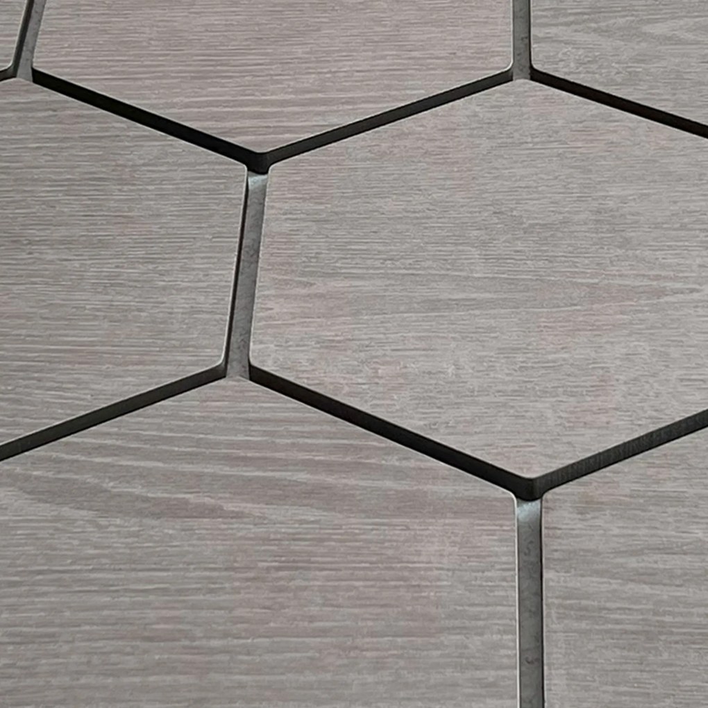 Hexagon Panel Grijs Walnoot met Grijs Vilt 81CM | Akoestisch | Wanddecor | Zeshoekig- Grijs vilt