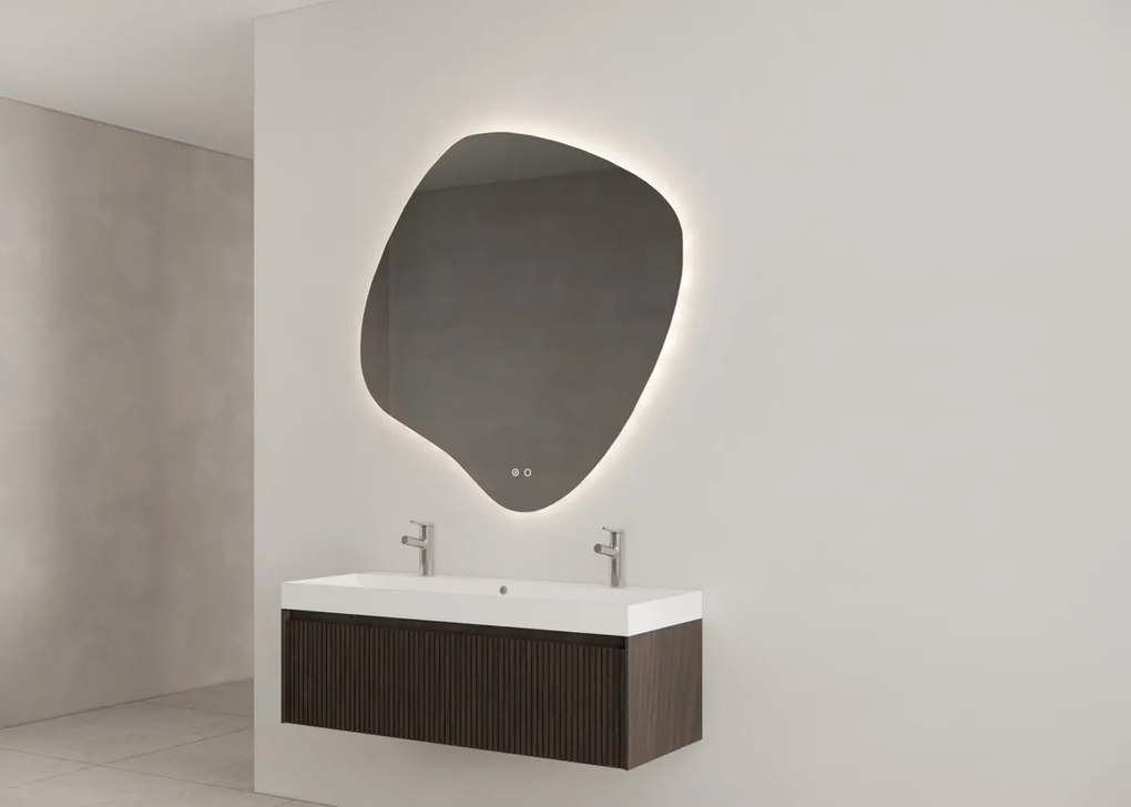Gliss Design Timotheus badmeubel met ribbelfront 120cm charcoal met glans witte wastafel Lako
