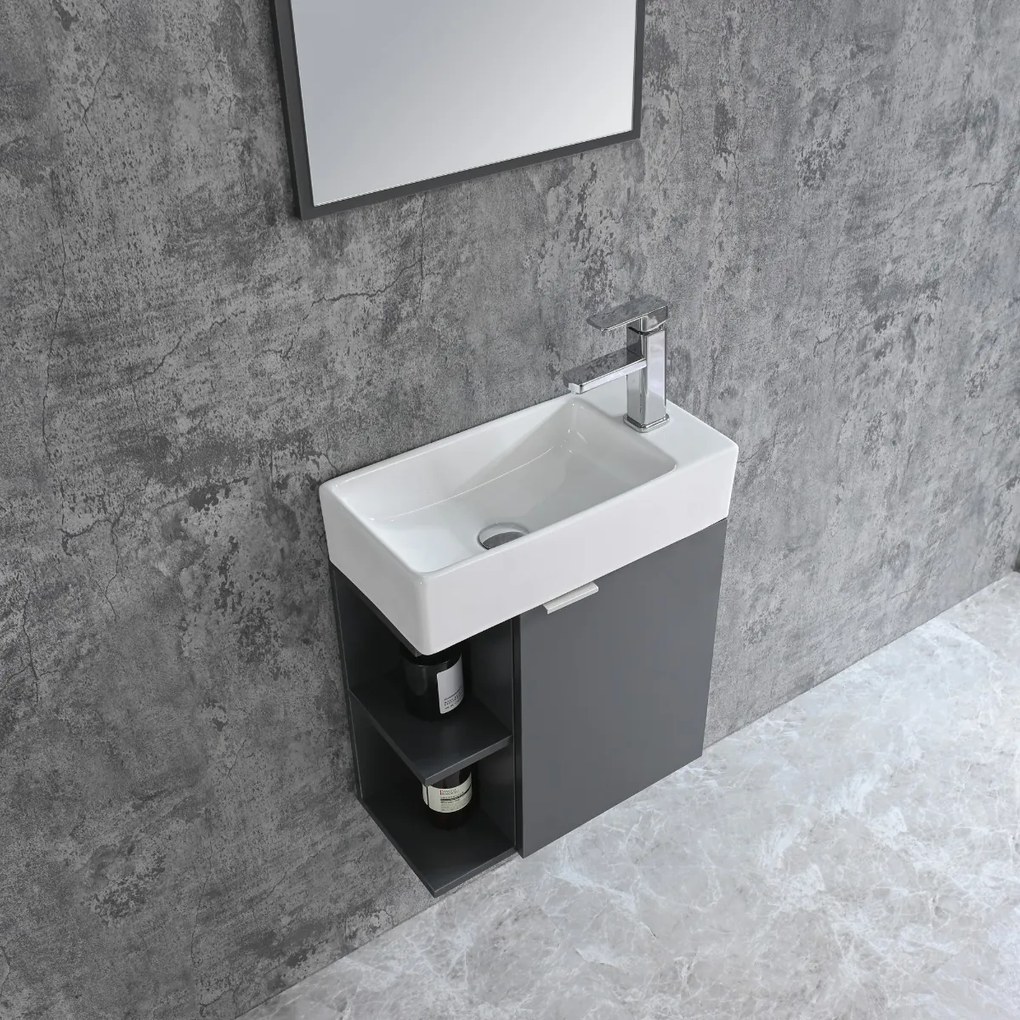 Badstuber Spring toiletmeubel 50x60cm grijs met spiegel