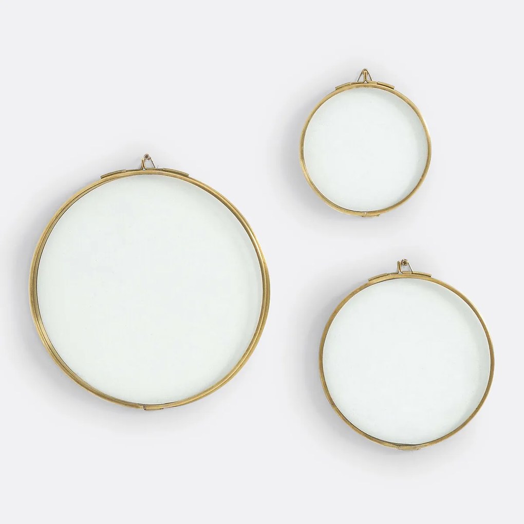 Set van 3 ronde kaders in messing, Uyova