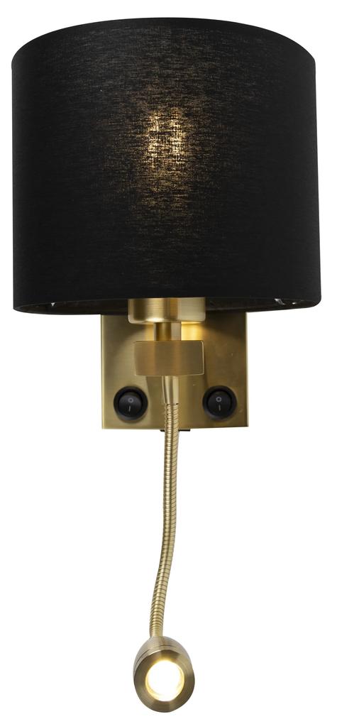 LED Art Deco wandlamp goud met USB en zwarte kap - Brescia Modern E27 rond Binnenverlichting Lamp