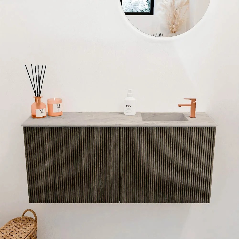 Mondiaz Joya DLux 90cm toiletmeubel shadow met wastafel faye rechts 1 kraangat glace