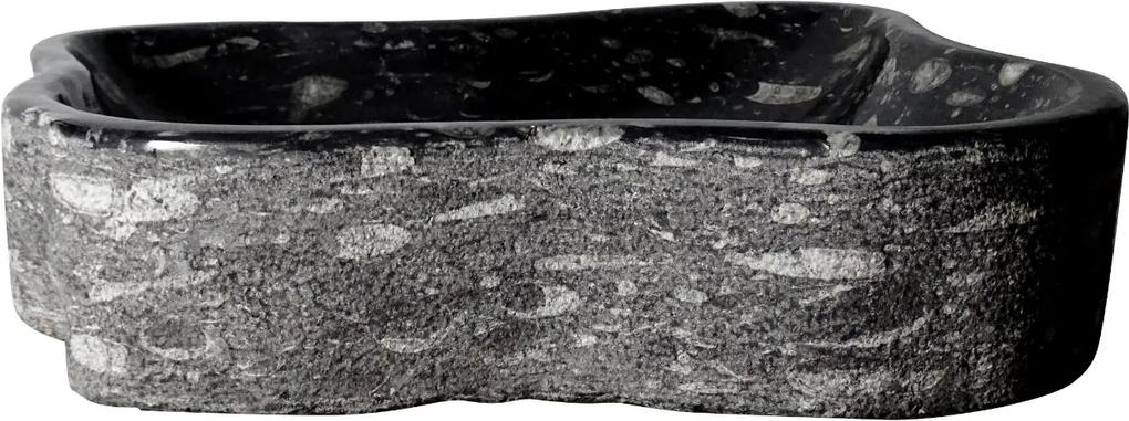 Zwart marmeren waskom | Eeuwenoud Orthoceras Fossiel | 52 x 58 x 12 cm