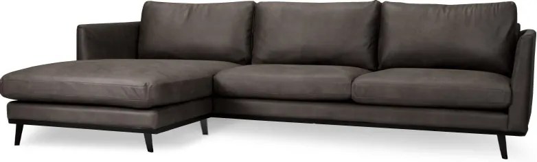 Loungebank Odissi chaise longue links | leer Kentucky antraciet 01 | 1,60 x 2,58 mtr breed