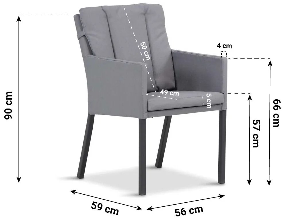 Tuinset Ronde Tuintafel 4 personen 120 cm Outdoor textiel Grijs  Lifestyle Garden Furniture Parma/Graniet