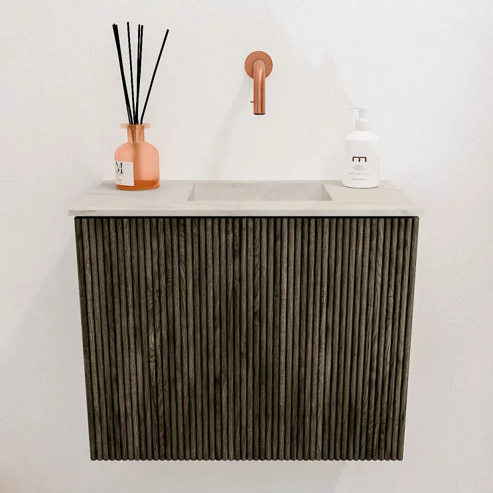 Mondiaz Joya DLux 50cm toiletmeubel shadow met wastafel faye rechts zonder kraangat ostra