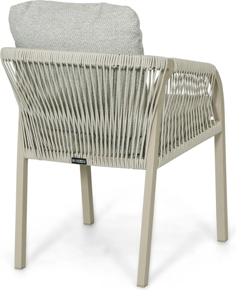 Tuinset Ronde Tuintafel 6 personen 150 cm Rope Taupe Lifestyle Garden Furniture Biagio/Xento