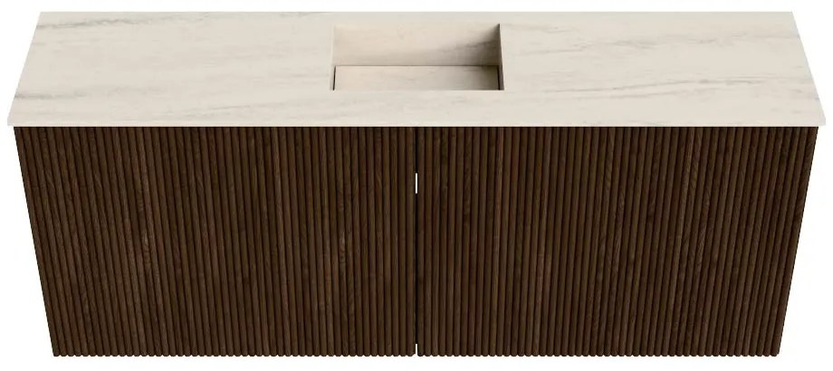 Mondiaz Joya DLux 100cm toiletmeubel walnut met wastafel faye midden zonder kraangat meli