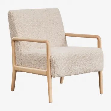 Pakket Van 2 Maylene Rubberhouten Fauteuils Chenille Crème Beige - Sklum