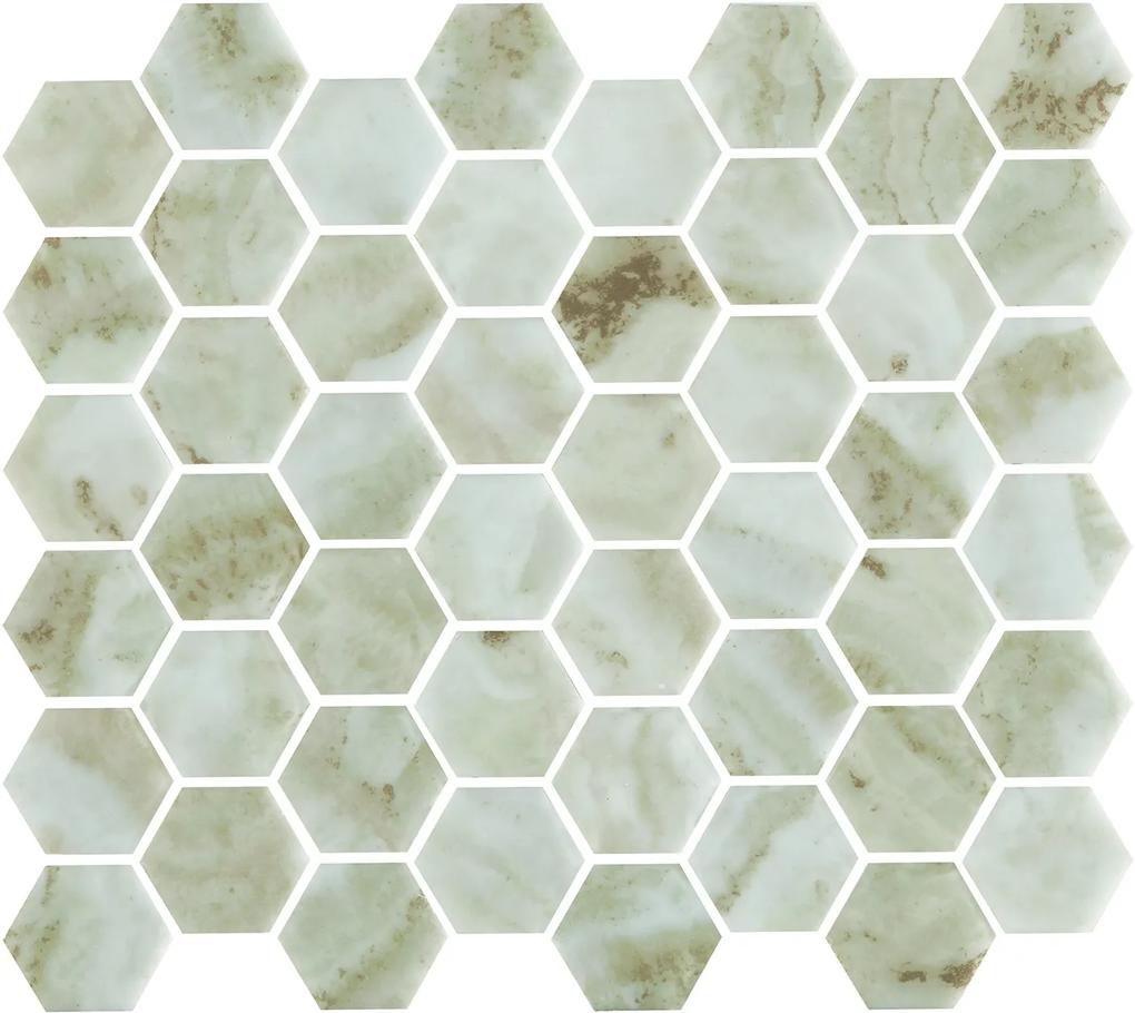 The Mosaic Factory Valencia hexagon glasmozaïek tegels 28x33cm verde marble