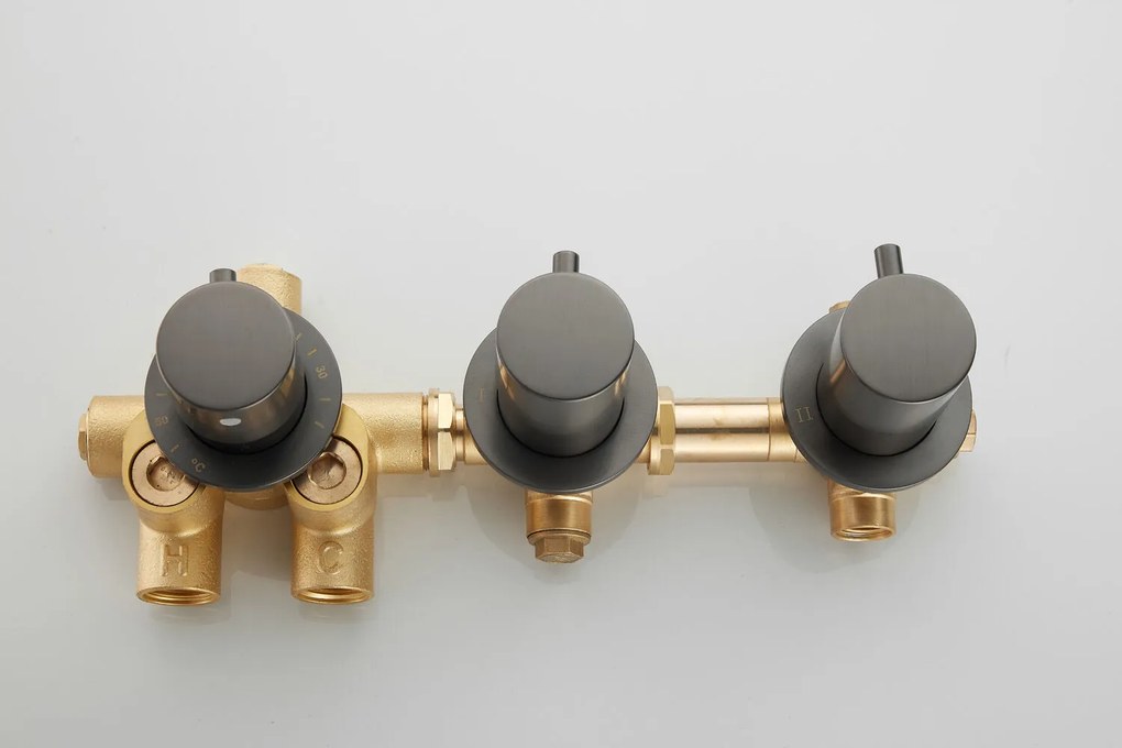 Saniclear Plus inbouw regendouche met inbouw douchekop 30x30cm, glijstang en staafhanddouche verouderd ijzer - gunmetal