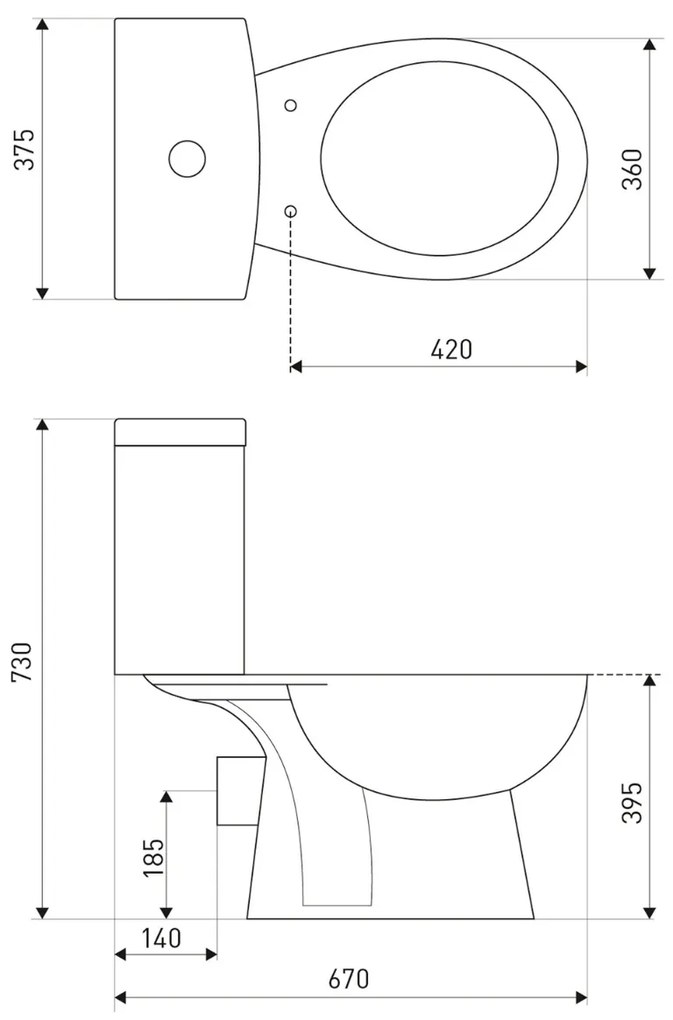 Kerra Tetra staand toilet 67x38cm wit met vortexspoelsysteem