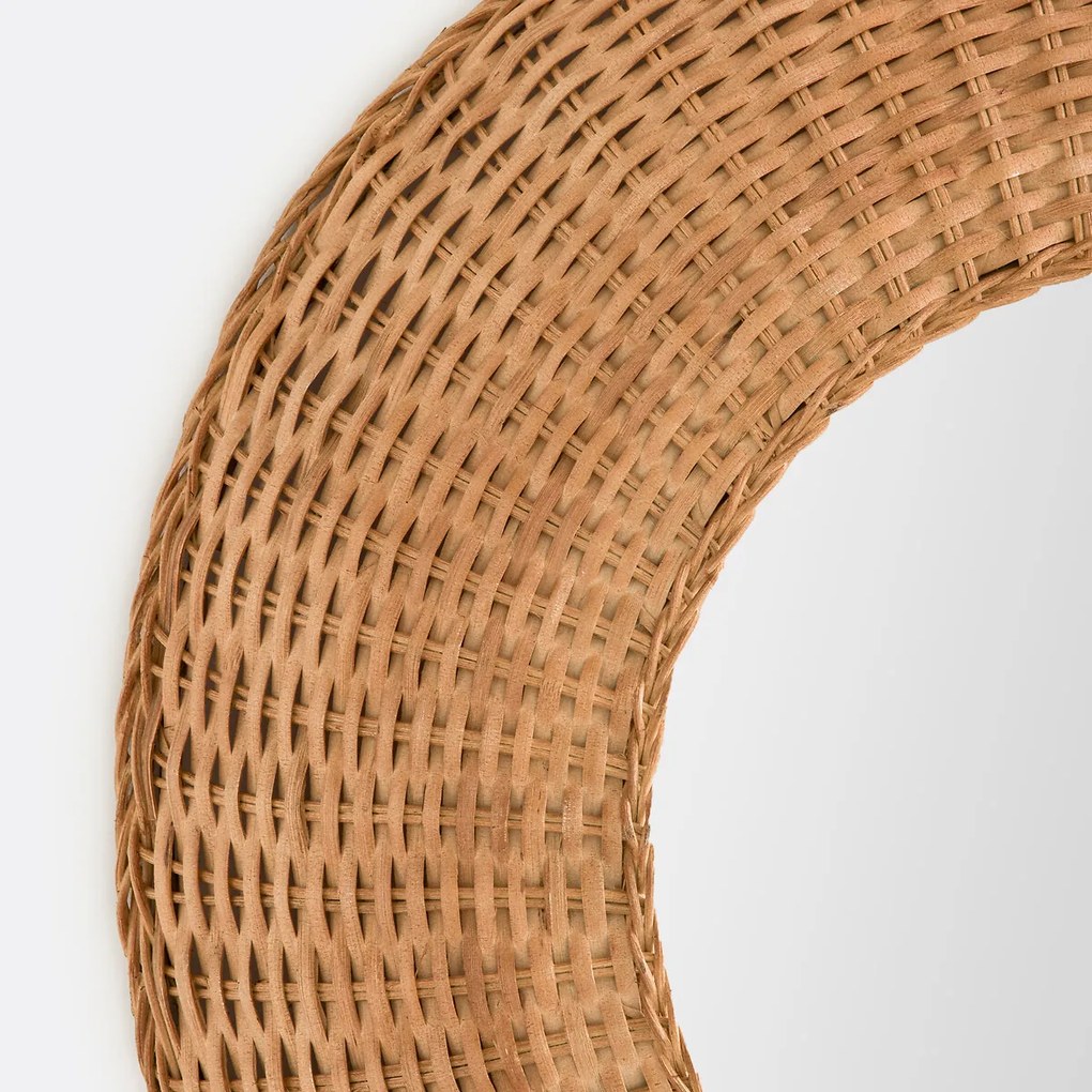Ronde gewelfde spiegel in rotan ø60 cm, Naria