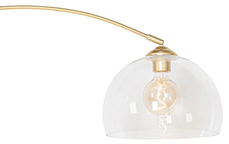 Smart booglamp met dimmer messing met helder glas incl. Wifi G95 - Arc Modern E27 bol / globe / rond Binnenverlichting Lamp