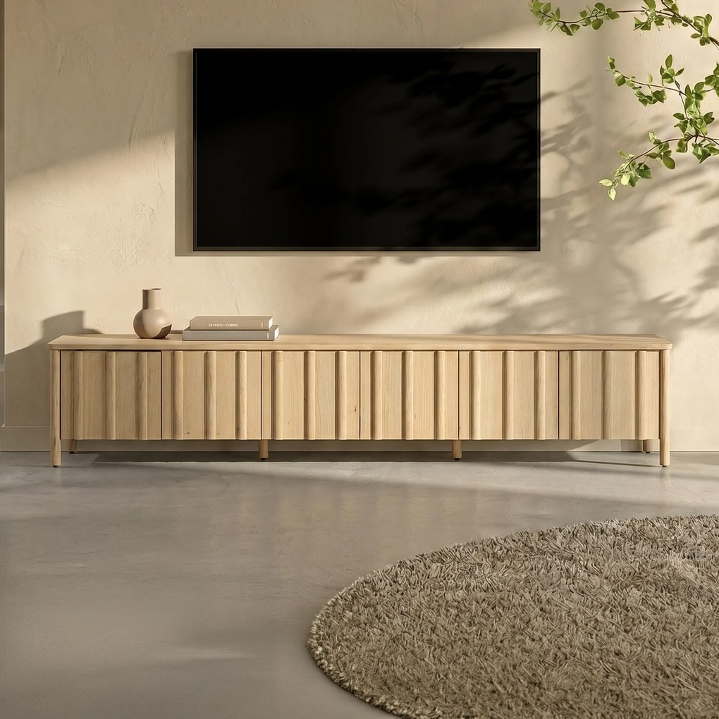 Modern Tv-meubel Eikenhout Naturel 264 Cm - 264x47x50cm.