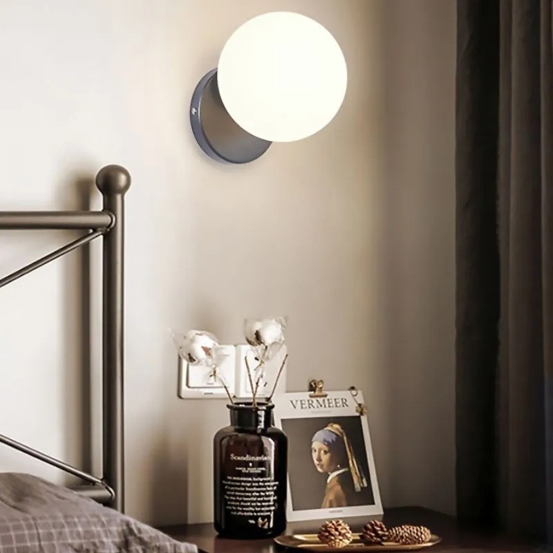 Wandlamp Wandlamp Glazen Bol Zwart APP949-1W