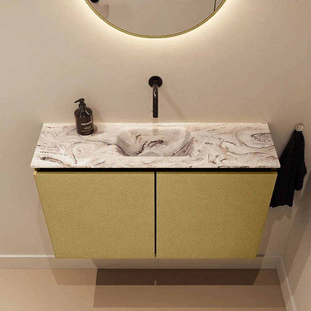 Mondiaz Ture DLux toiletmeubel 80cm oro met wastafel glace midden zonder kraangat