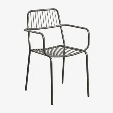 Set Van 2 Elton Stapelbare Tuinstoelen Met Armleuningen Zwarte Koolstof - Sklum