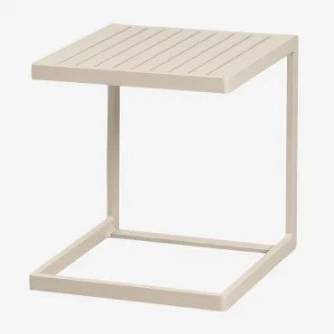 Vierkante Bijzettafel Voor Tuin 40x40 Cm Van Aluminium Dulem Tapioca Beige - Sklum