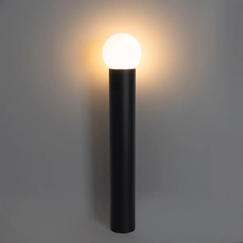 Staande buitenlamp zwart met opaal glas 80 cm IP44 - Huma
