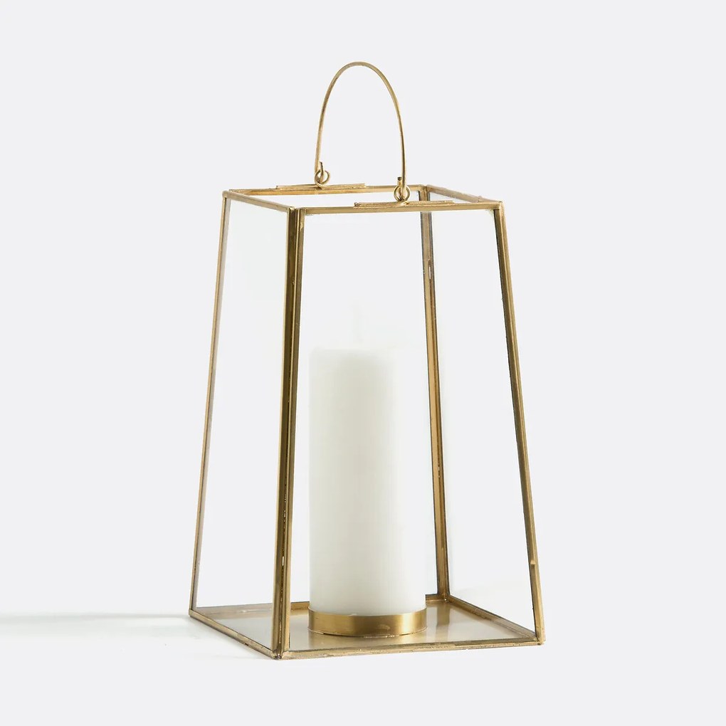 Kaarshouder in glas en messing of zwart metaal, Uyova